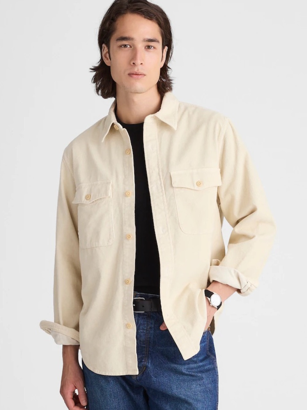 NWT Corduroy Madewell Men’s Work Shirt Oyster Grey Cotton S Workwear